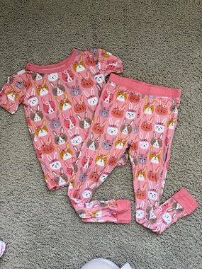 Little sleepies-Kids Bunny Print Pink Pajama Set